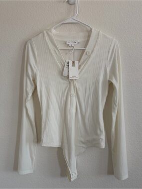 Good American Ribbed Henley Bodysuit